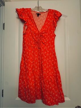 Universal Thread Red Floral Tie-Front Mini Dress